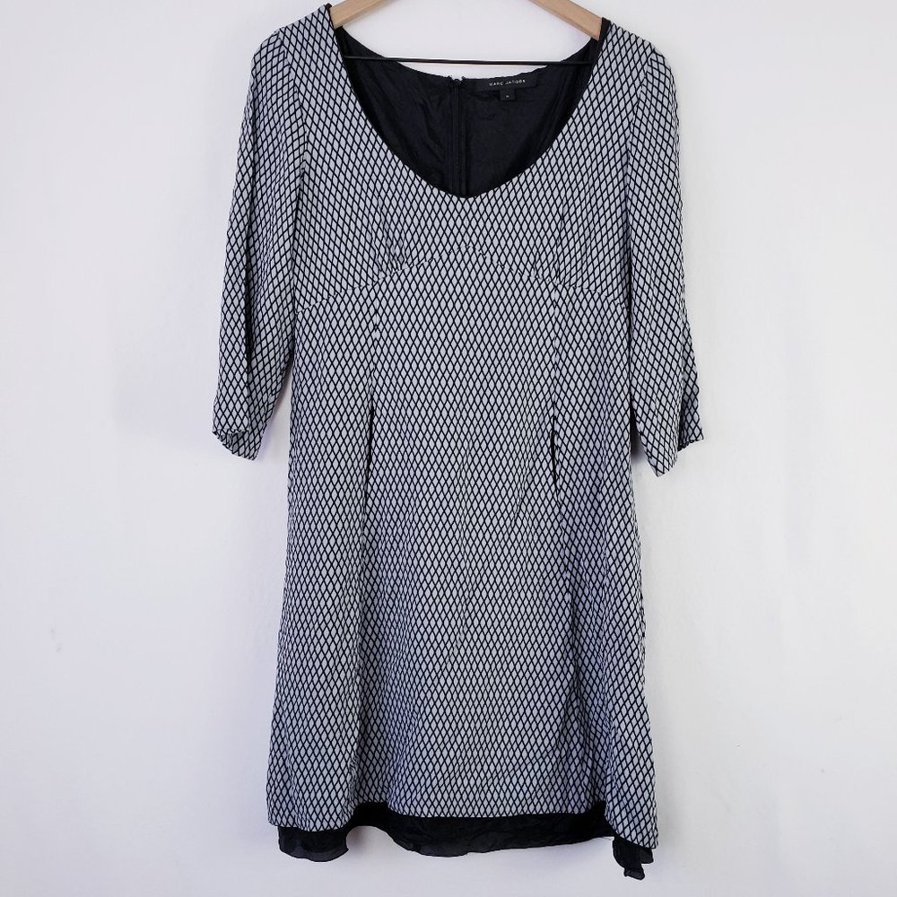 Marc Jacobs Black/Grey Lattice Print Dress sz 6